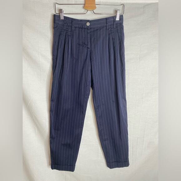 Dolce & Gabbana Cotton Pin Stripe Tuxedo Pants Black Size 2 Italian 38 - Picture 1 of 5